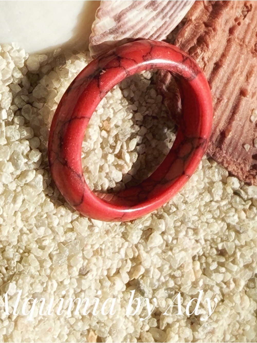 Red turquoise ring with Light Veining